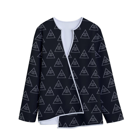 Masonic Eye Pattern Print Long Sleeve Short Coat