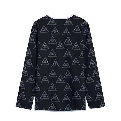 Masonic Eye Pattern Print Long Sleeve Short Coat