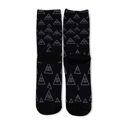 Masonic Eye Pattern Print Long Socks