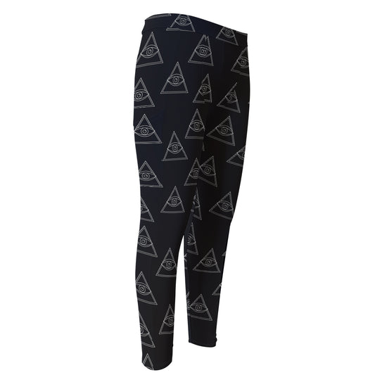 Masonic Eye Pattern Print Men's Compression Pants