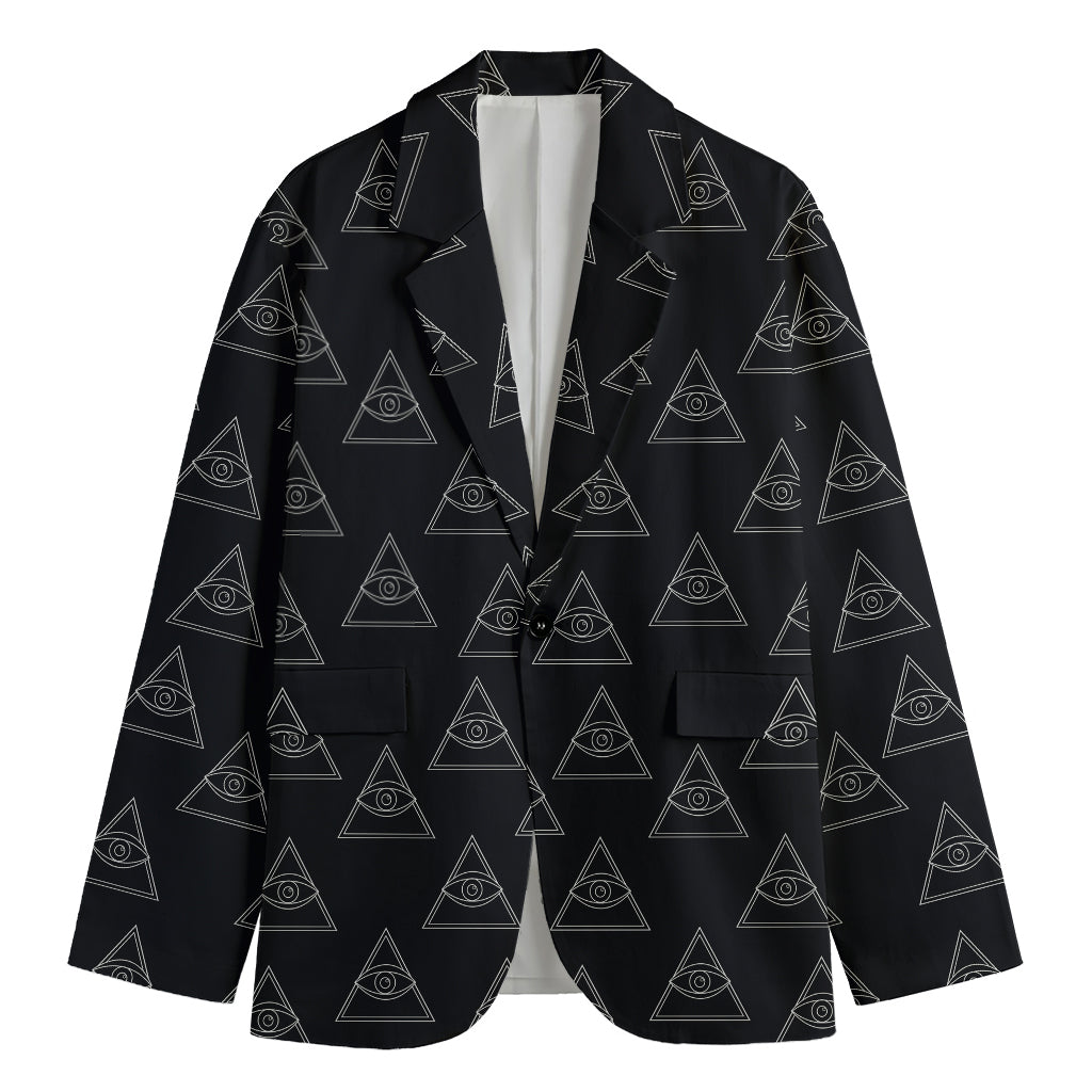 Masonic Eye Pattern Print Men's Cotton Blazer