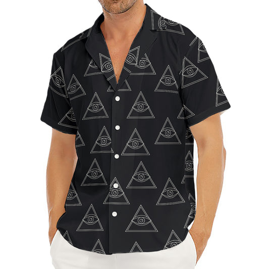 Masonic Eye Pattern Print Men's Deep V-Neck Shirt