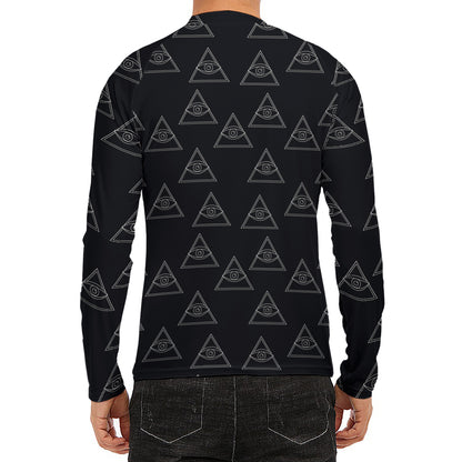 Masonic Eye Pattern Print Men's Long Sleeve Rash Guard