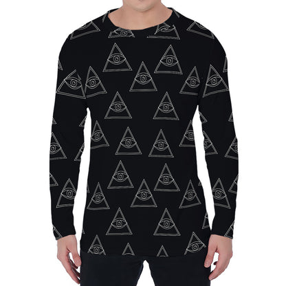Masonic Eye Pattern Print Men's Long Sleeve T-Shirt