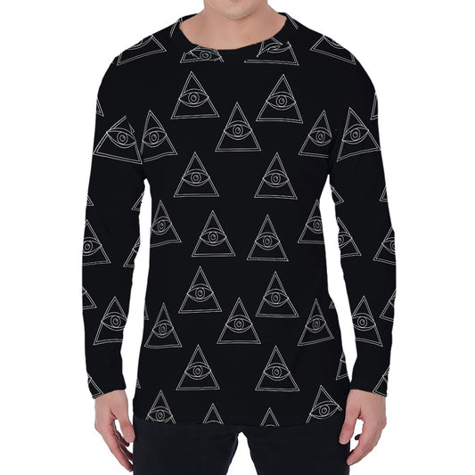 Masonic Eye Pattern Print Men's Long Sleeve T-Shirt