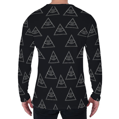 Masonic Eye Pattern Print Men's Long Sleeve T-Shirt