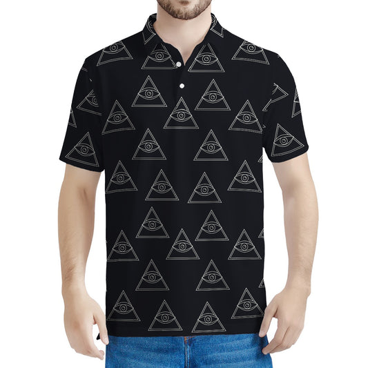 Masonic Eye Pattern Print Men's Polo Shirt