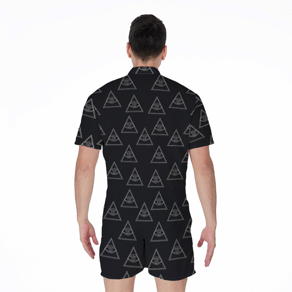 Masonic Eye Pattern Print Men's Rompers