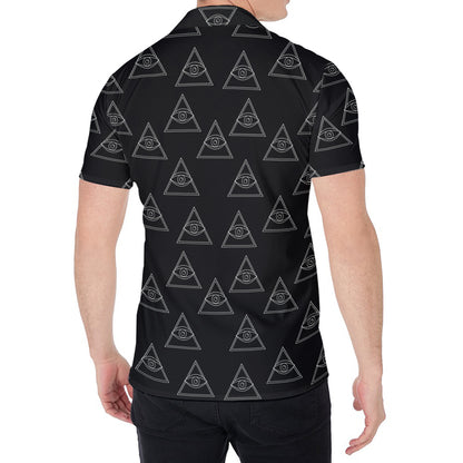 Masonic Eye Pattern Print Men's Shirt