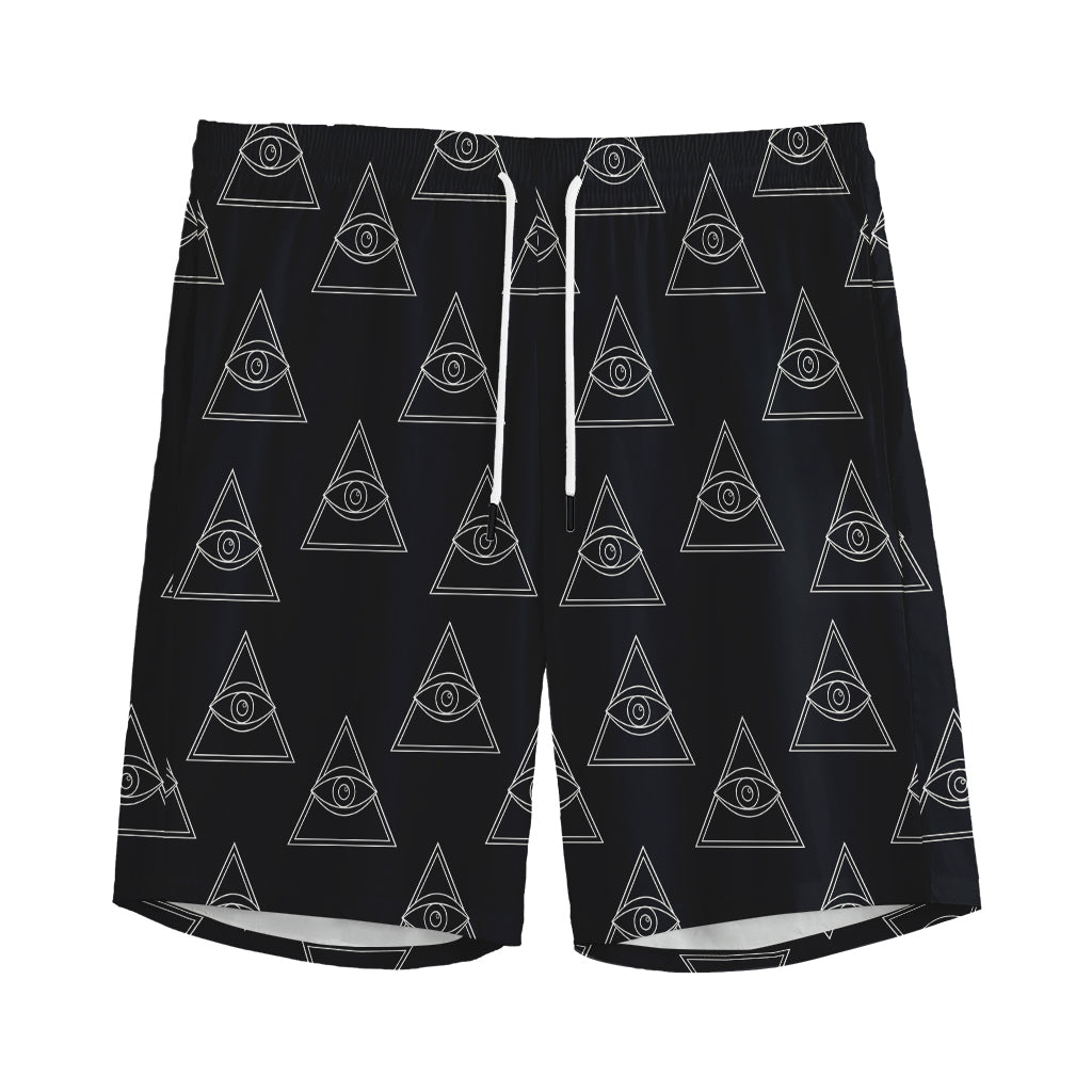 Masonic Eye Pattern Print Men's Sports Shorts