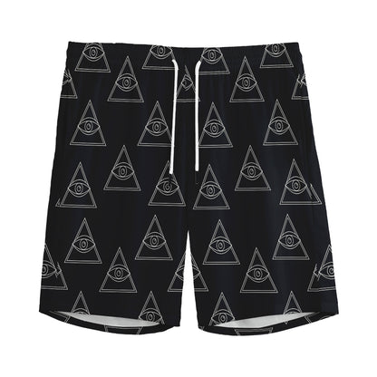 Masonic Eye Pattern Print Men's Sports Shorts