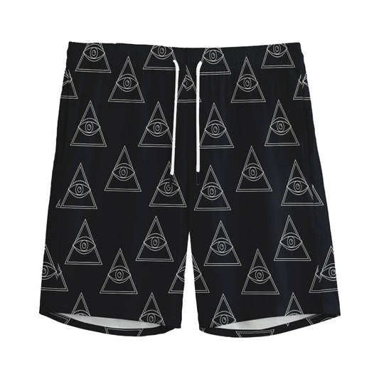 Masonic Eye Pattern Print Men's Sports Shorts