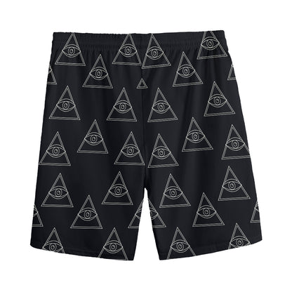 Masonic Eye Pattern Print Men's Sports Shorts