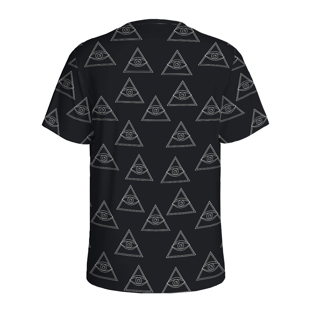 Masonic Eye Pattern Print Men's Sports T-Shirt