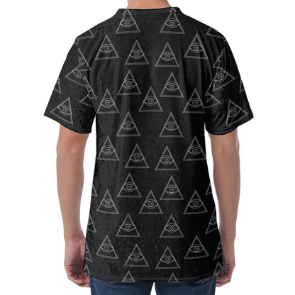 Masonic Eye Pattern Print Men's Velvet T-Shirt