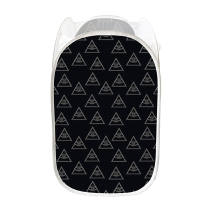 Masonic Eye Pattern Print Mesh Laundry Hamper