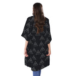 Masonic Eye Pattern Print Open Front Beach Cover Up