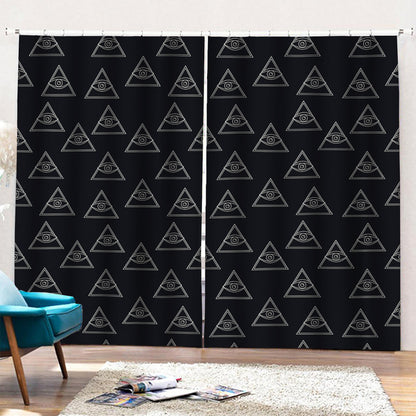 Masonic Eye Pattern Print Pencil Pleat Curtains