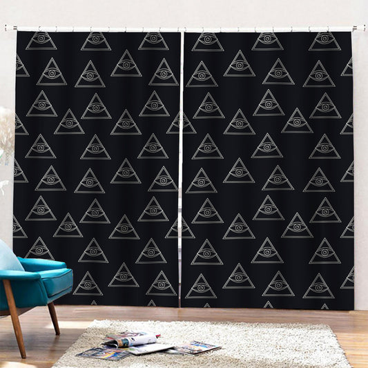 Masonic Eye Pattern Print Pencil Pleat Curtains