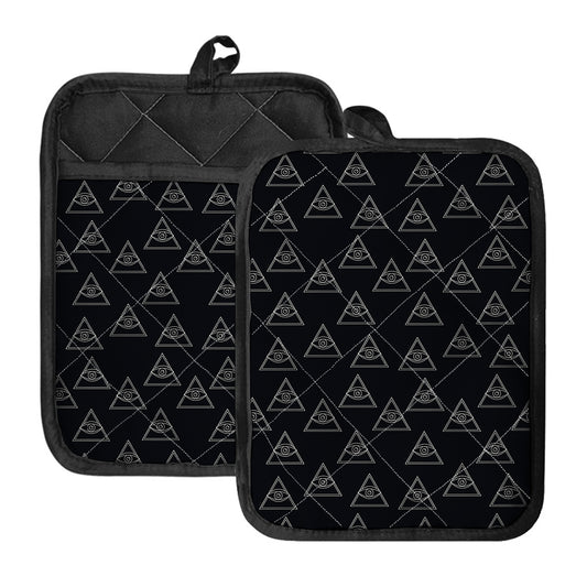 Masonic Eye Pattern Print Pot Holders With Pocket