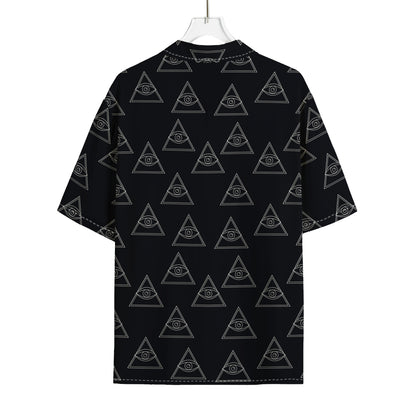 Masonic Eye Pattern Print Rayon Hawaiian Shirt