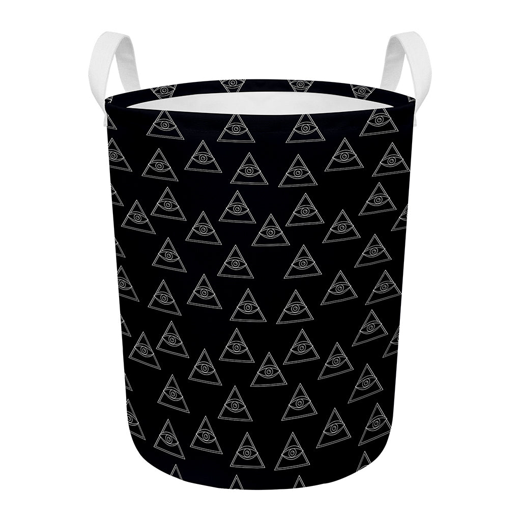 Masonic Eye Pattern Print Round Laundry Basket