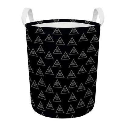 Masonic Eye Pattern Print Round Laundry Basket