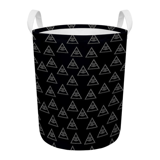 Masonic Eye Pattern Print Round Laundry Basket