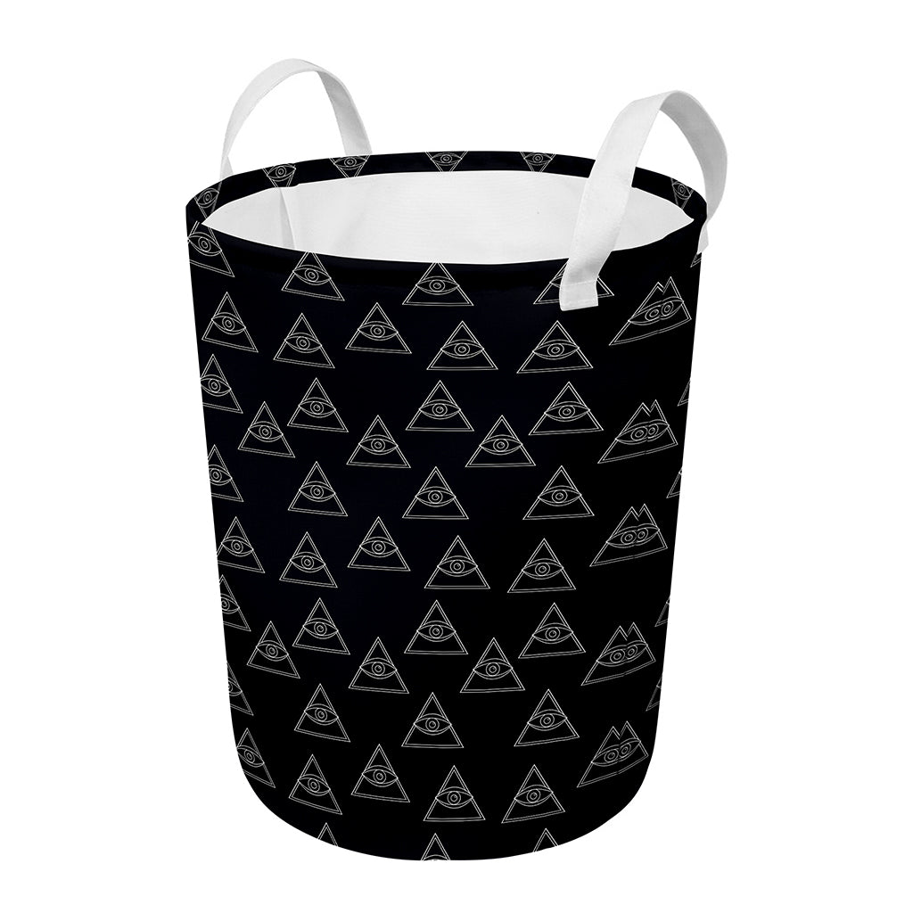 Masonic Eye Pattern Print Round Laundry Basket