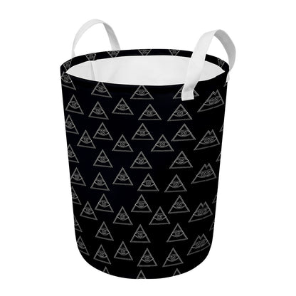Masonic Eye Pattern Print Round Laundry Basket