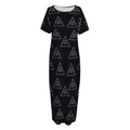 Masonic Eye Pattern Print Short Sleeve Long Nightdress