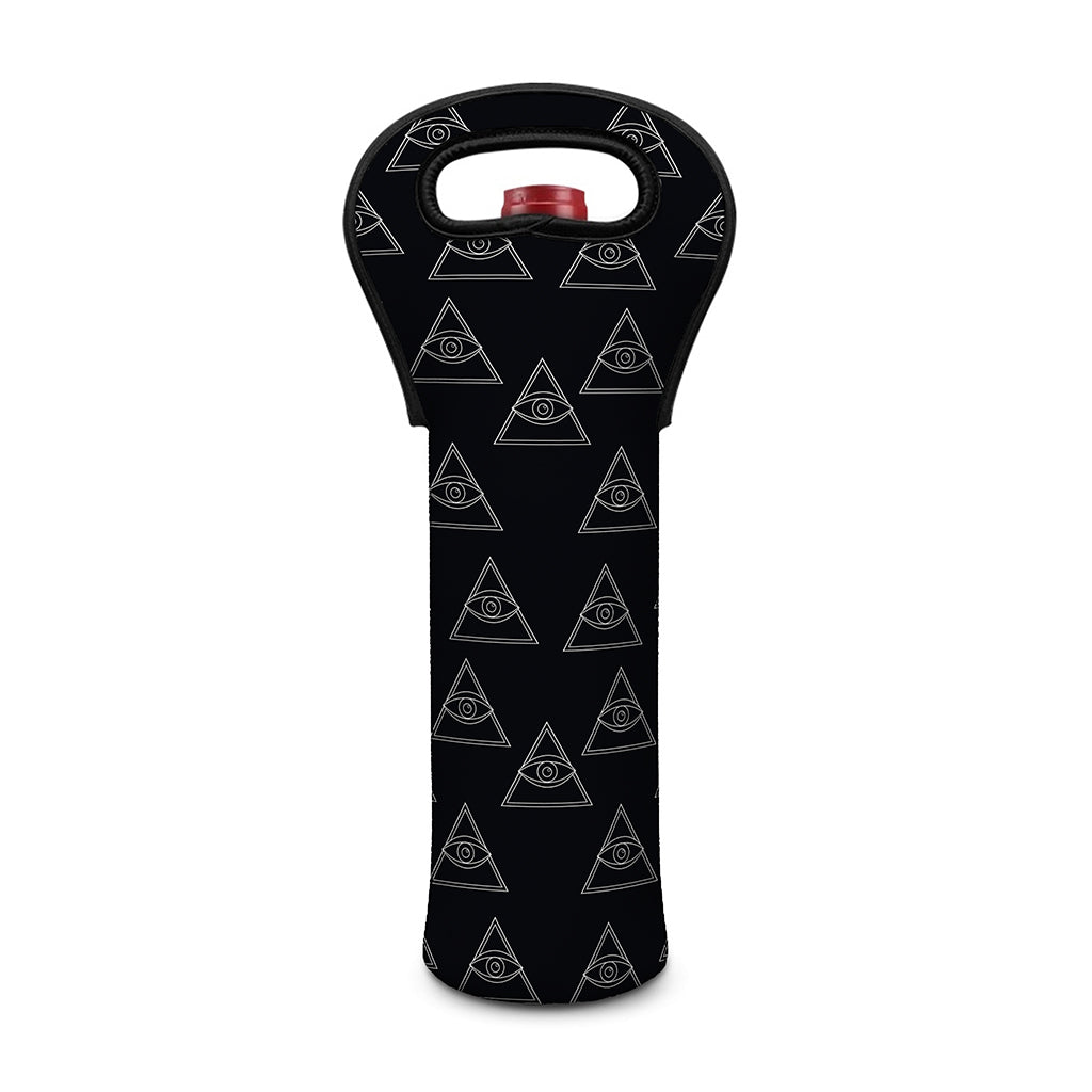 Masonic Eye Pattern Print Single Neoprene Wine Tote