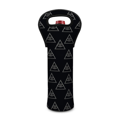 Masonic Eye Pattern Print Single Neoprene Wine Tote