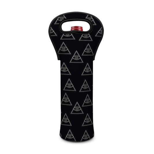 Masonic Eye Pattern Print Single Neoprene Wine Tote