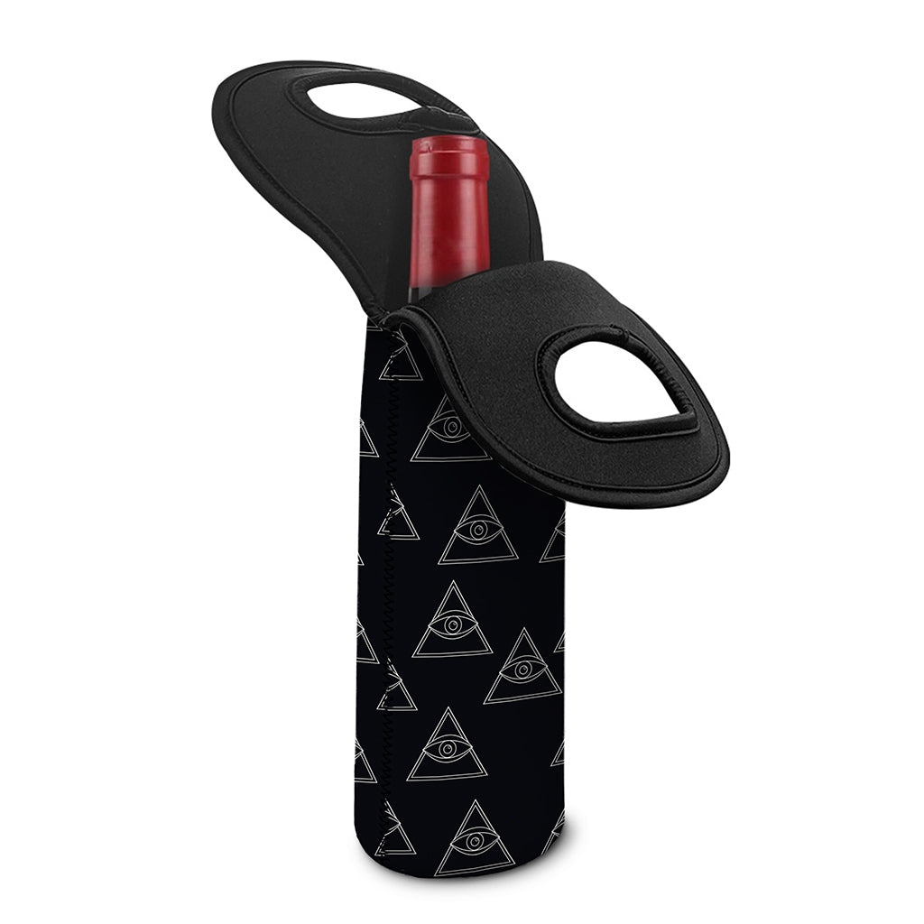 Masonic Eye Pattern Print Single Neoprene Wine Tote