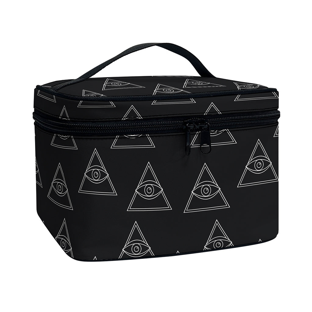 Masonic Eye Pattern Print Travel Makeup Bag