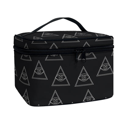 Masonic Eye Pattern Print Travel Makeup Bag