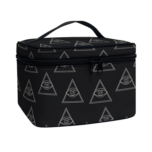 Masonic Eye Pattern Print Travel Makeup Bag