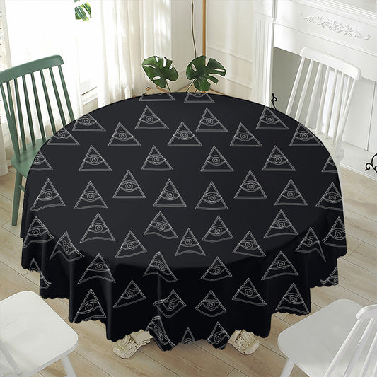 Masonic Eye Pattern Print Waterproof Round Tablecloth