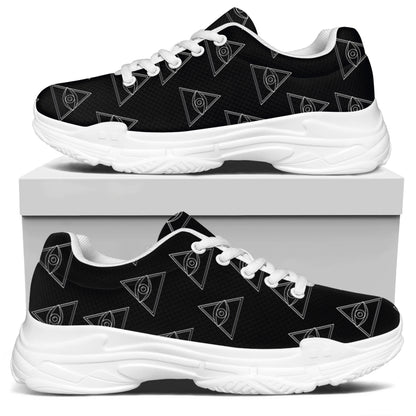 Masonic Eye Pattern Print White Chunky Shoes