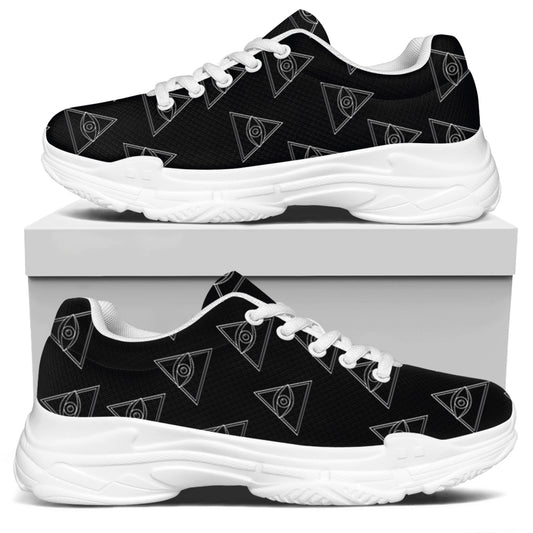 Masonic Eye Pattern Print White Chunky Shoes