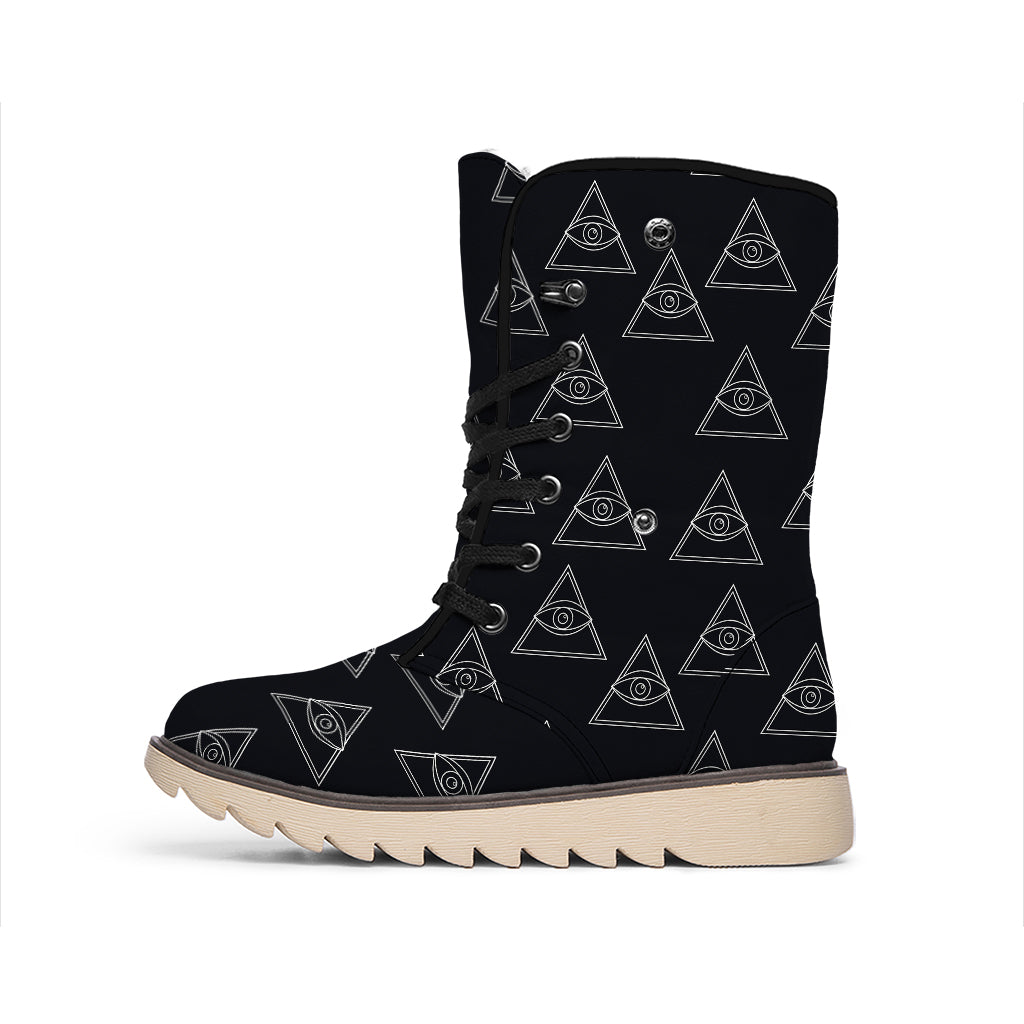 Masonic Eye Pattern Print Winter Boots