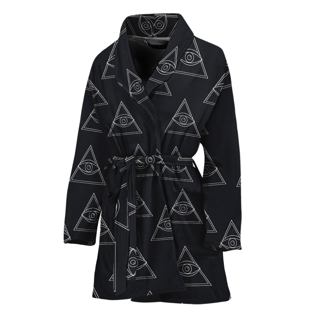 Masonic Eye Pattern Print Women's Bathrobe