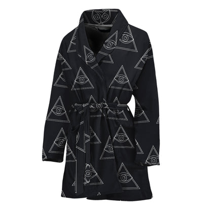 Masonic Eye Pattern Print Women's Bathrobe