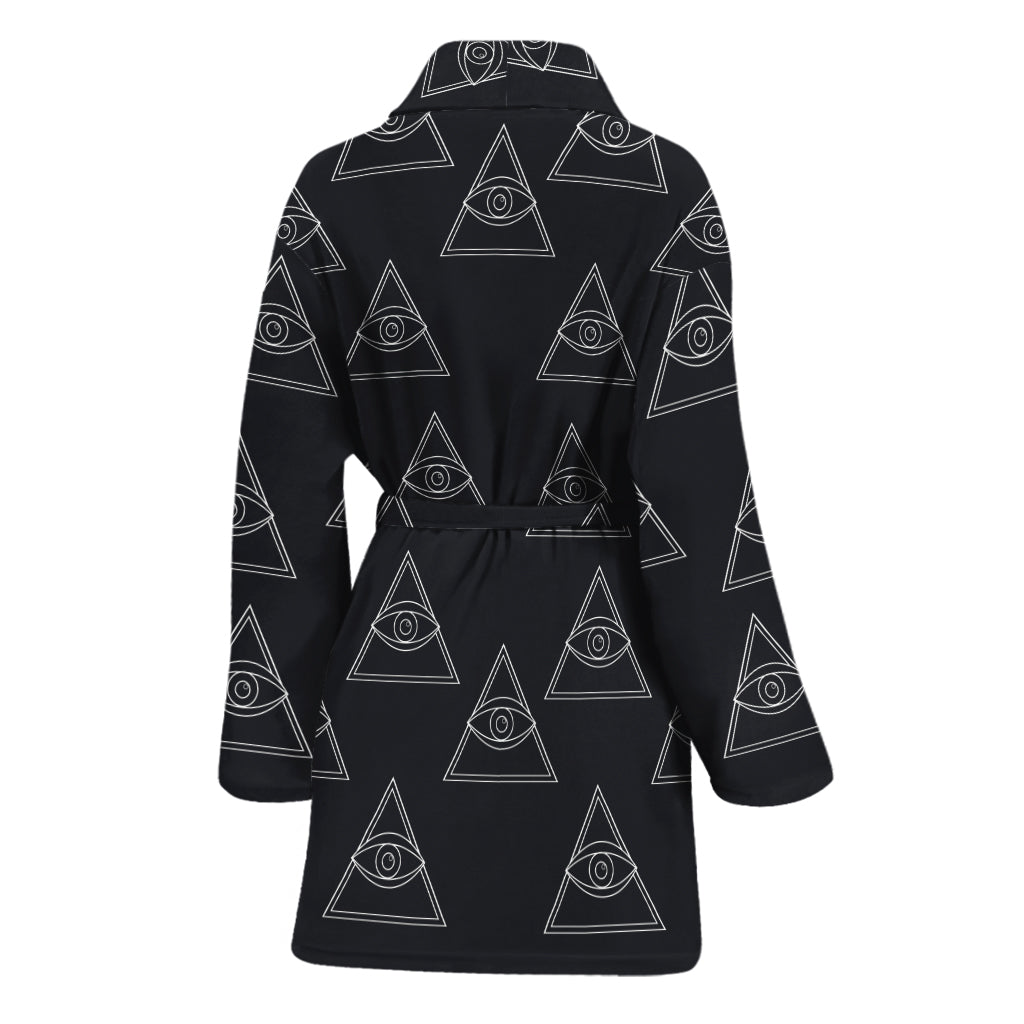 Masonic Eye Pattern Print Women's Bathrobe