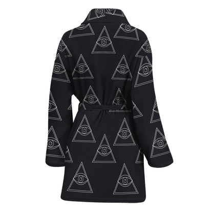 Masonic Eye Pattern Print Women's Bathrobe