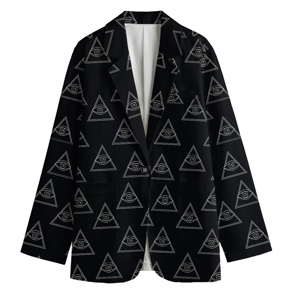 Masonic Eye Pattern Print Women's Cotton Blazer