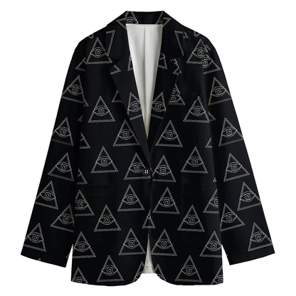 Masonic Eye Pattern Print Women's Cotton Blazer