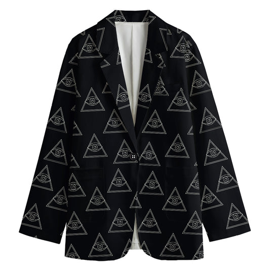 Masonic Eye Pattern Print Women's Cotton Blazer