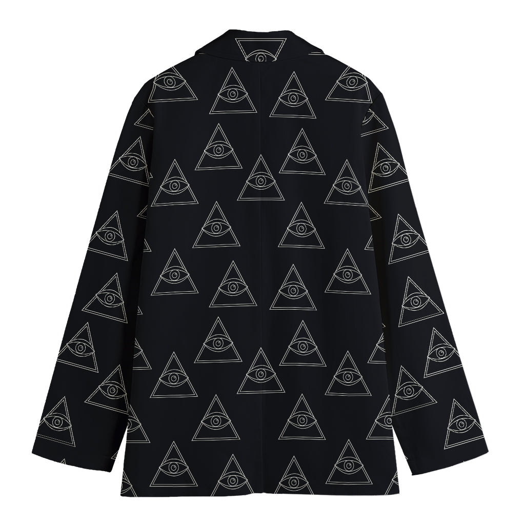Masonic Eye Pattern Print Women's Cotton Blazer